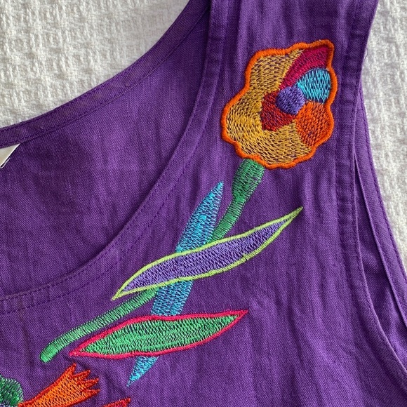 Rediffusion embroidered linen tank size 12 purple - Picture 6 of 8